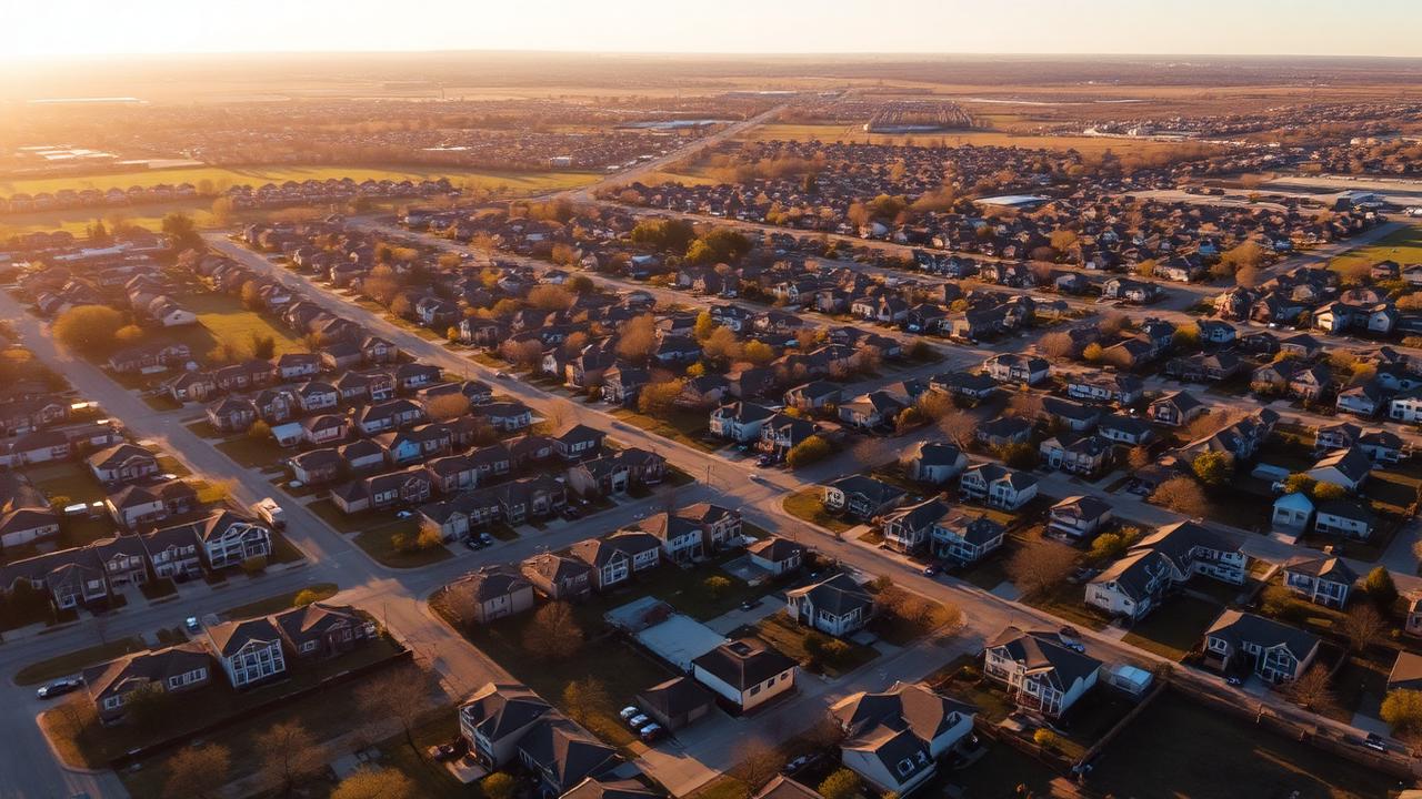 Aerial view of Garland Texas neighborhoods